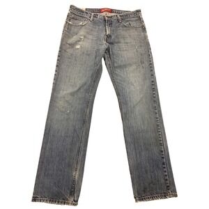 Arizona Jeans Co Mens Straight Leg Distressed Blue Denim Jeans 33x32 Medium Wash